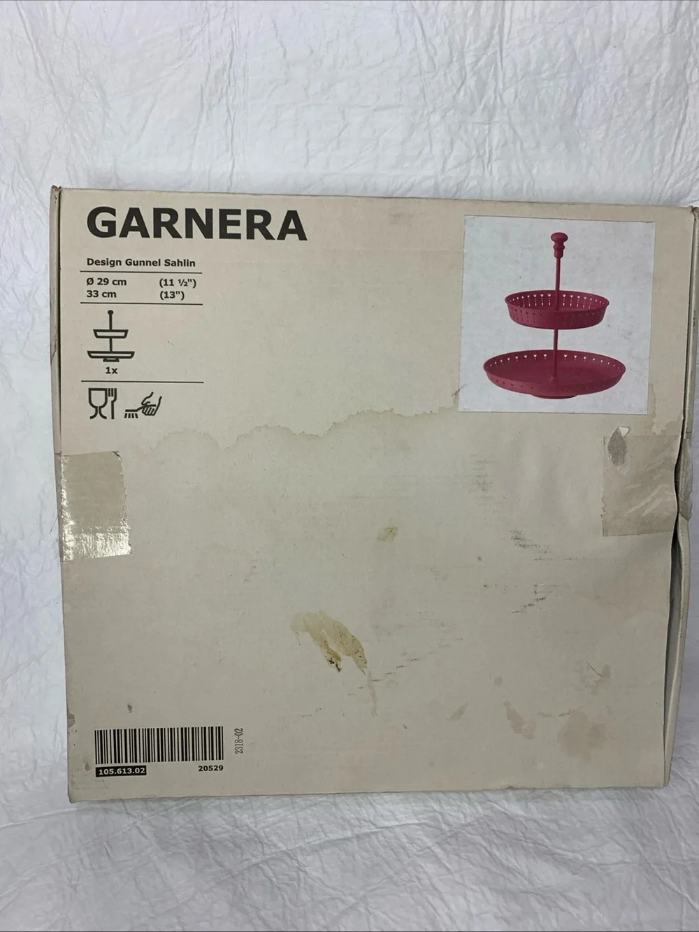 IKEA GARNERA Steel Serving Stand 2 Tiers Red Spring Tulips Design 11.5 & 13